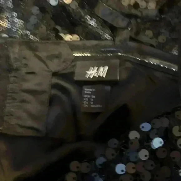 H&M Black Sequin Mini Dress, Size 8‎ - Picture 5 of 6